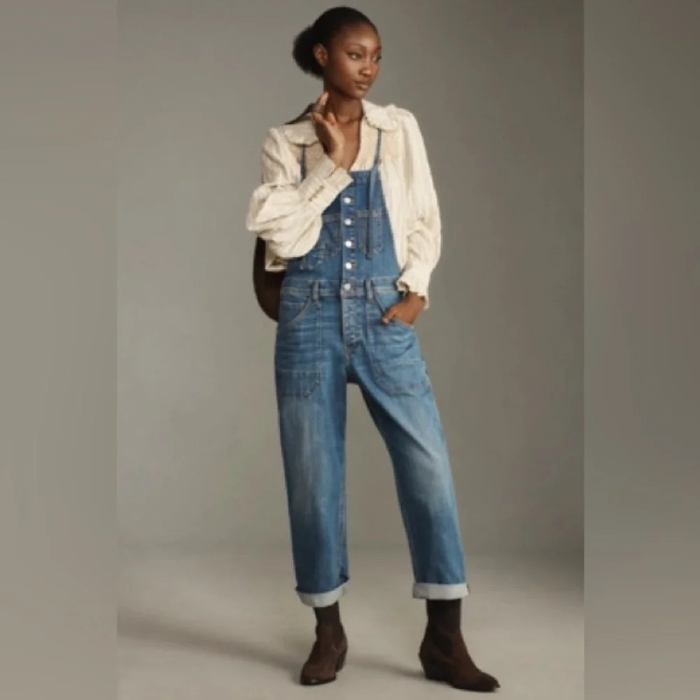 Pilcro Anthropologie painter Blue Denim Overalls size 26 - Picture 7 of 10
